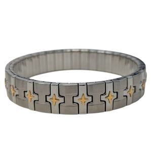 MiLor Italy Stainless Steel & 18K Gold Stretch Bracelet – 8", 23.69g